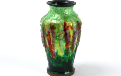 small French late Art Deco vase in ename