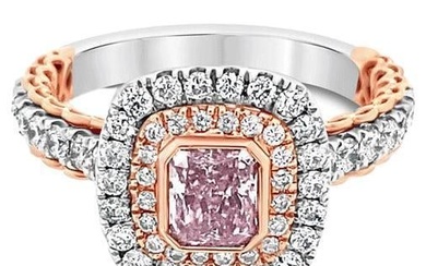 0.62 Bezel Set Radiant Cut Fancy Brownish Purple-Pink Diamond Engagement