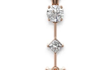 0.9 ctw Princess Cut Diamond Designer Necklace 18K Rose Gold
