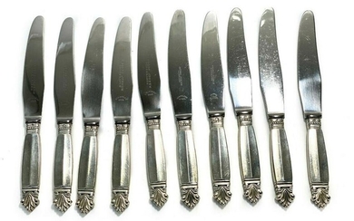 10 Georg Jensen Sterling Silver 8 in Knives in Acanthus