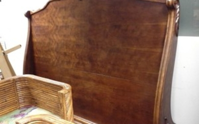 Contemporary Rococo-style Carved Mahogany Veneer King-size Sleigh Bed. Estimate $20-200