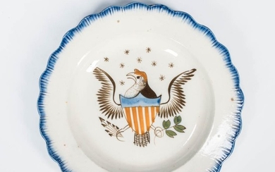 Eagle-decorated Feather-edge Pearlware Plate, England, early 19th century, dia. 6 1/4 in.