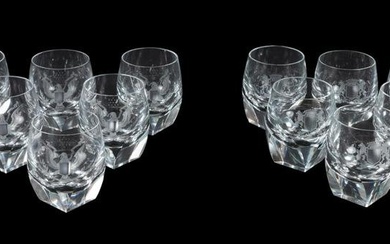 12 PC MOSER ARMORIAL CRYSTAL DOUBLE OLD FASHIONEDS