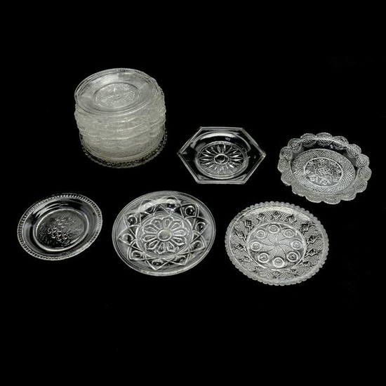 14 Lacy and Non-Flint EAPG Cup Plates, Including Lee /