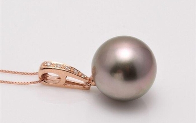 14 kt. Rose Gold - 12x13mm Round Tahitian Pearl