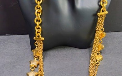 14K Gold 4 Strand Charm Necklace