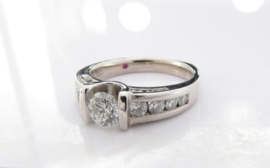 14K White Gold Diamond Ring, 1CT