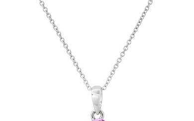 14K White Gold Setting with 0.40ct Pink Sapphire and 0.02ct Diamond Pendant