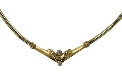14K Yellow Gold Omega Link Necklace .20tdw 22g