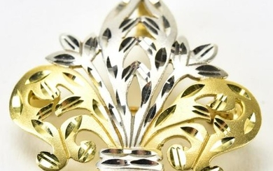 14kt Two Tone Gold Fleur di Lis Pendant or Pin