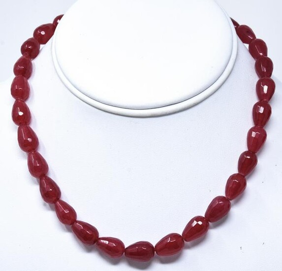 14kt Yellow Gold & 185 Carat Ruby Bead Necklace