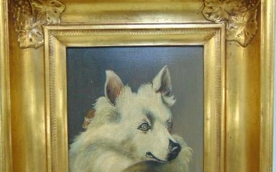 Painting, dog, Vindfeldt Hansen (Danish), painted on