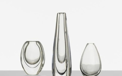 Vicke Lindstrand, collection of three vases