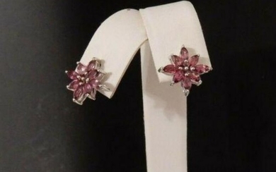 1.64ct Rhodolite Garnet Sterling Silver Earrings