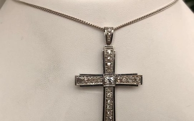 18 kt. White gold necklace with pendant approx 1.00 ct