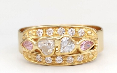 18 kt yellow gold ring with cubic zirconia