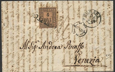 1859, Romagne, G. P., lettera da Cento per Venezia del 10 novembre