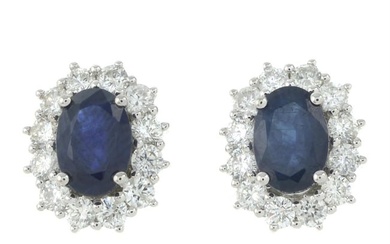 18ct gold sapphire & diamond cluster earrings