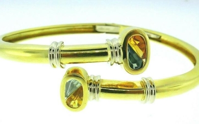 18k Yellow and White Gold Vintage Bangle