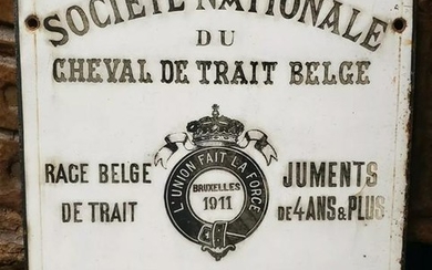 1911 Belgian Draft Horse Award Porcelain Enameled Sign