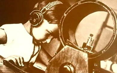 1929 Radio Listener Sepia Photo Print