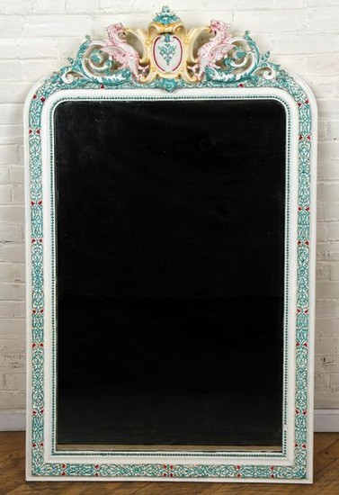 19TH C FRENCH MIRROR GRIFFIN CREST VENETIAN STYLE