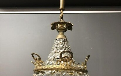 19th C French Crystal Basket Chandelier