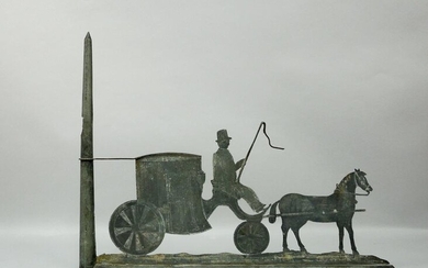19th C. French Weather Vane, Coach with Horse.