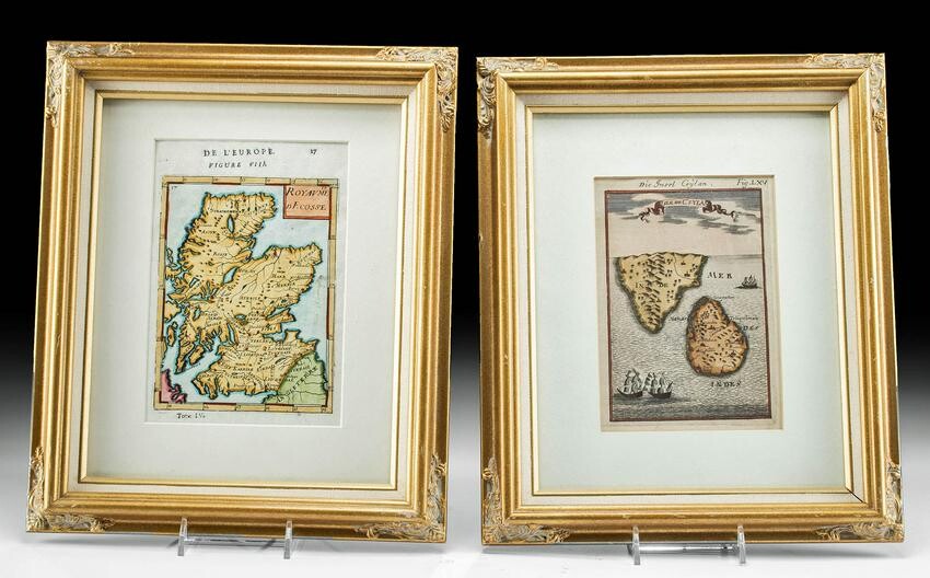 2 Framed Alain Manesson Maps - Scotland & Ceylon, 1683