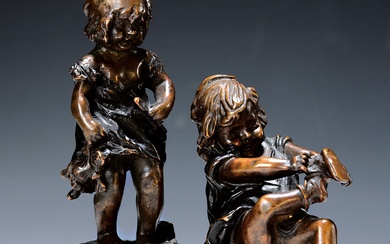 2 bronze sculptures by Juan Clara Ayats, 1875 -1958, 1x...