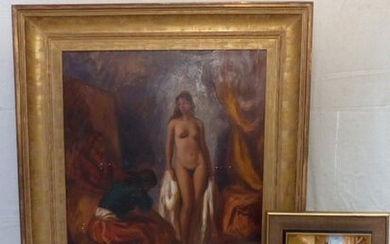 2 paintings "Naked woman in the bath" and "4 andalouses...