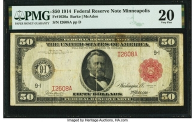 20064: Fr. 1020a $50 1914 Red Seal Federal Reserve Note