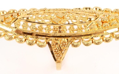 21K YELLOW GOLD ORNATE FLORAL "LONG" RING