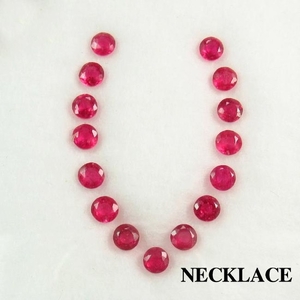 2.40 Ct Genuine 15 Mozambique Red Ruby Round Necklace