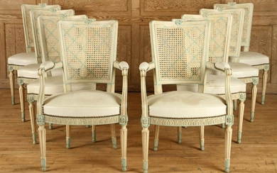 SET 8 PAINTED FRENCH DINING CHAIRS CIRCA 1940