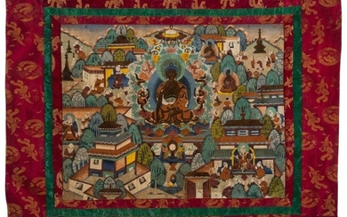 28064: A Himalayan Thangka Depicting the Seated Buddha