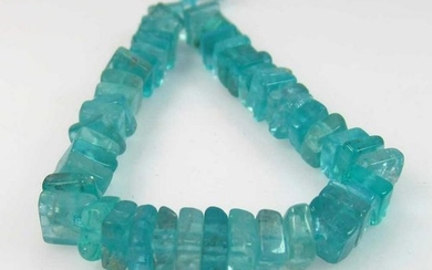 30.04 Ct Genuine 48 Blue Apatite Drilled Square Beads