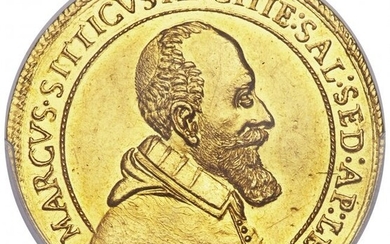 30064: Salzburg. Markus Sitticus gold 4 Ducat 1616 MS63