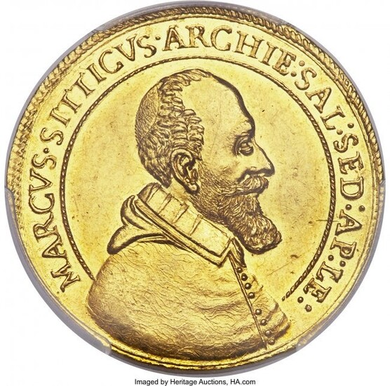 30064: Salzburg. Markus Sitticus gold 4 Ducat 1616 MS63