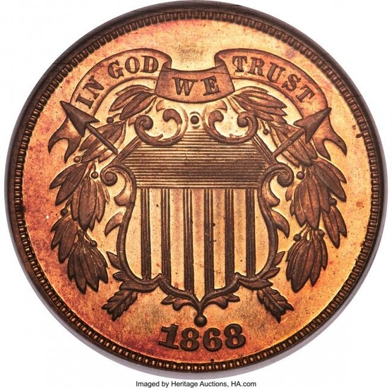 3064: 1868 2C PR66 Red NGC. The fields are deeply mirro