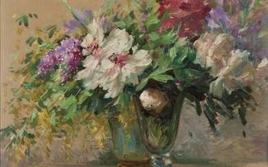 364 Jean CHALEYE (1878-1960) Nature morte au vase fleuri Huile sur panneau