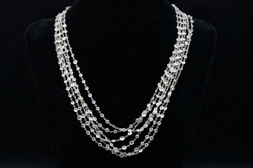 39.50ctw White Sapphire & 18K 111" Sautoir Necklace