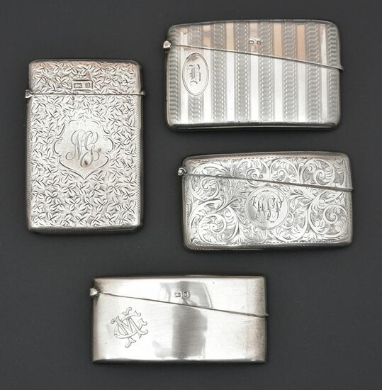 4 English Sterling Silver Calling Card Cases.