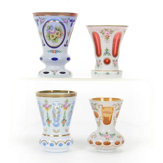 (4) Vase, Bohemian Art Glass Overlay