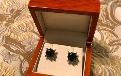 4.30ct Black Moissanite Diamond Sterling Earrings