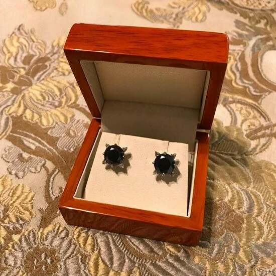 4.30ct Black Moissanite Diamond Sterling Earrings