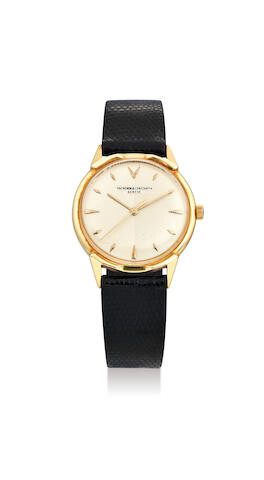 Vacheron Constantin. A Fine and Rare Yellow Gold Wristwatch with Textured Dial and Fancy Lugs