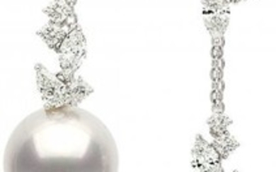 55064: South Sea Cultured Pearl, Diamond, White Gold Ea