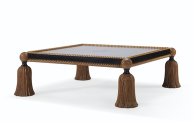A BLACK-PAINTED AND PARCEL-GILT LOW TABLE, 20TH CENTURY