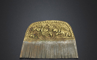 A PARCEL-GILT SILVER COMB, TANG DYNASTY (AD 618-907)